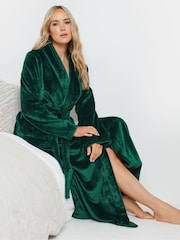 Long Tall Sally Green Fluffy Shawl Collar Maxi Robe - Image 2 of 5