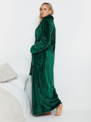 Long Tall Sally Green Fluffy Shawl Collar Maxi Robe - Image 3 of 5