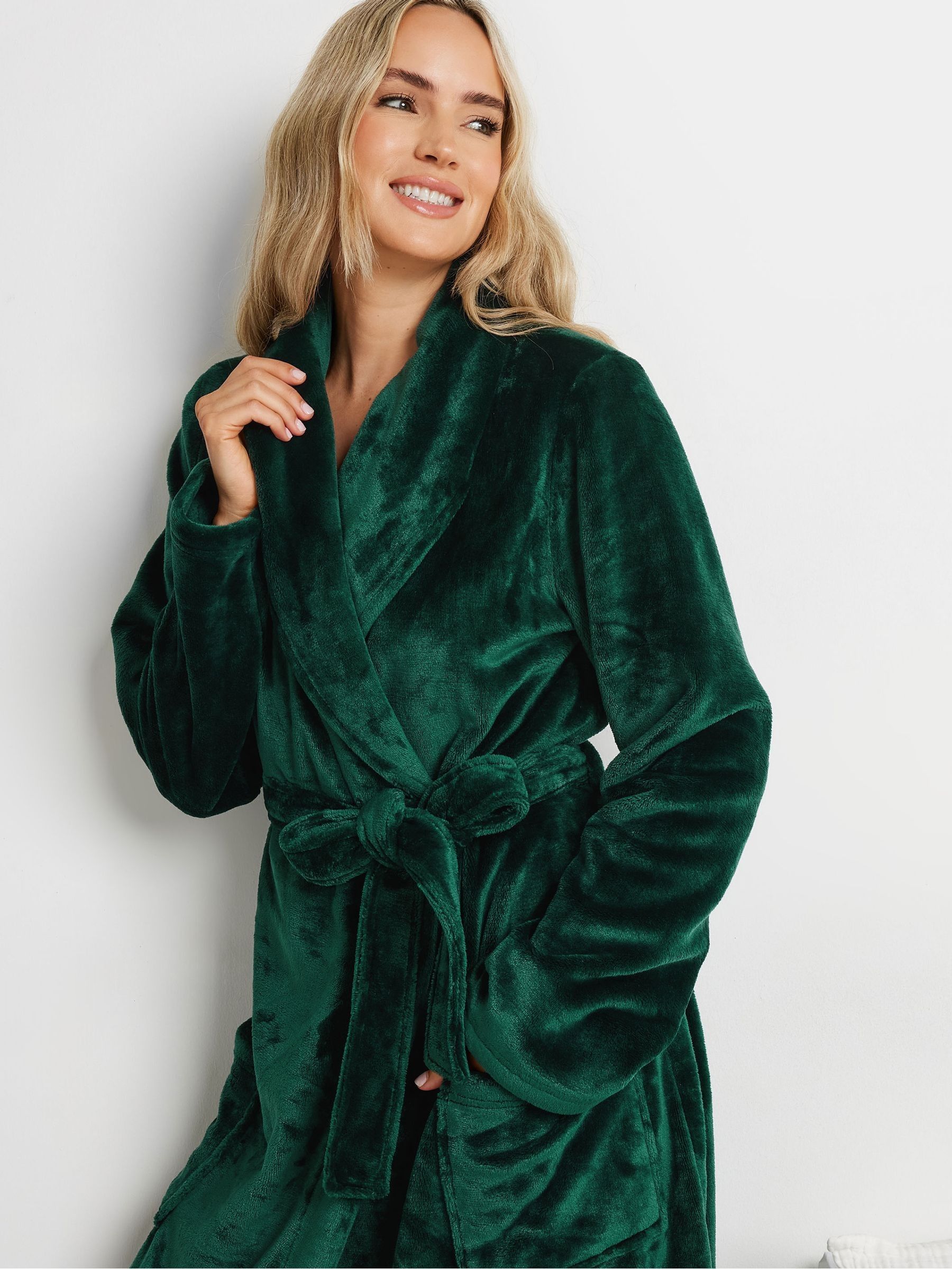 Buy Long Tall Sally Green Fluffy Shawl Collar Maxi Robe from the Next ...