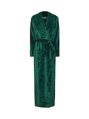Long Tall Sally Green Fluffy Shawl Collar Maxi Robe - Image 5 of 5