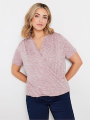 M&Co Pink Short Sleeve Wrap Top - Image 1 of 5