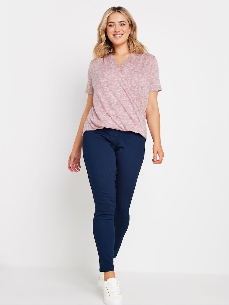 M&Co Pink Short Sleeve Wrap Top - Image 2 of 5