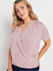 M&Co Pink Short Sleeve Wrap Top - Image 4 of 5