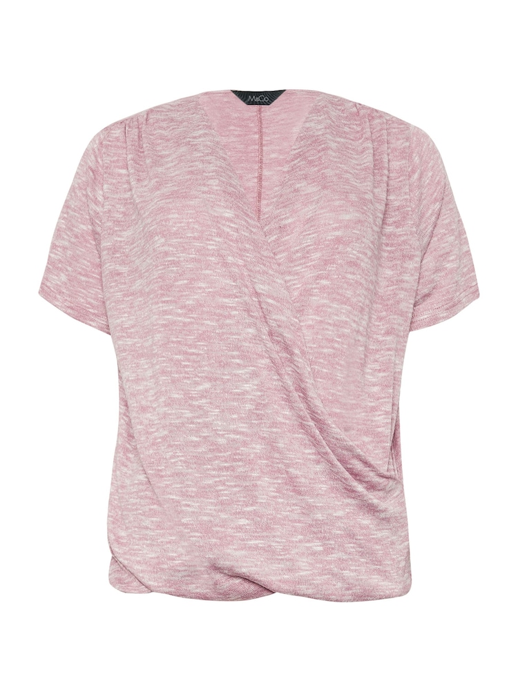 M&Co Pink Short Sleeve Wrap Top - Image 5 of 5