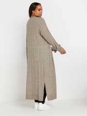 Yours Curve Grey Maxi Cable Knit Cardigan - Image 2 of 5