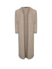 Yours Curve Grey Maxi Cable Knit Cardigan - Image 5 of 5