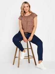 M&Co Red Bubble Hem Boho Top - Image 2 of 5