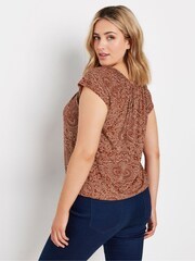 M&Co Red Bubble Hem Boho Top - Image 3 of 5