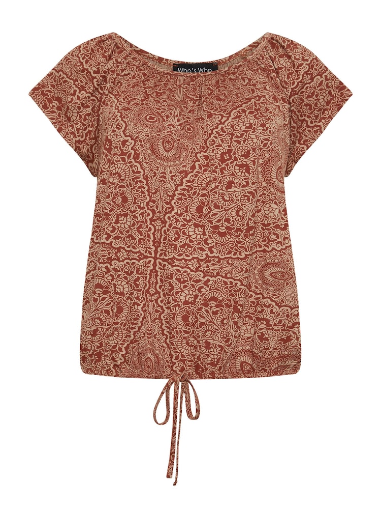 M&Co Red Bubble Hem Boho Top - Image 5 of 5