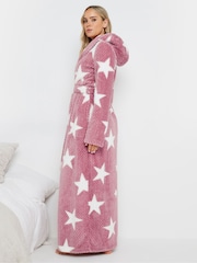 Long Tall Sally Pink Honeycomb Star Hooded Maxi Robe - Image 3 of 4