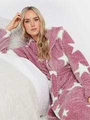 Long Tall Sally Pink Honeycomb Star Hooded Maxi Robe - Image 4 of 4