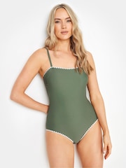 Long Tall Sally Khaki Green Stitched Swimsuit - Image 4 of 6