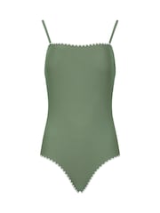Long Tall Sally Khaki Green Stitched Swimsuit - Image 5 of 6