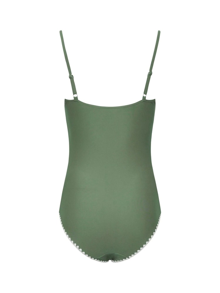 Long Tall Sally Khaki Green Stitched Swimsuit - Image 6 of 6