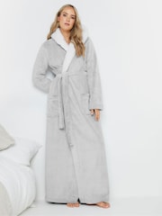 Long Tall Sally Grey Wellsoft Contrast Hooded Robe - Image 1 of 4