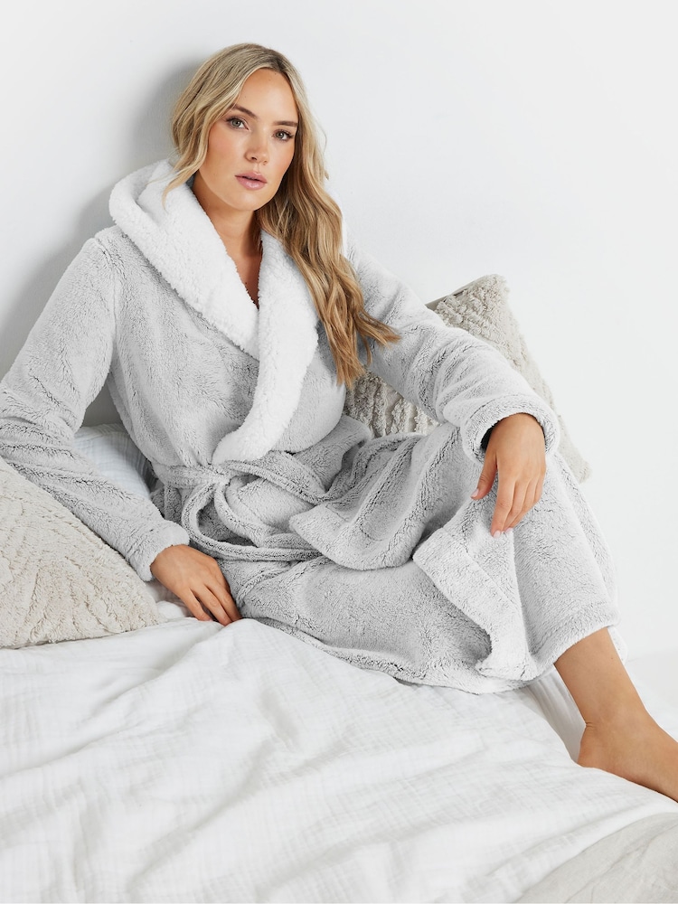 Long Tall Sally Grey Wellsoft Contrast Hooded Robe - Image 2 of 4