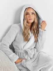 Long Tall Sally Grey Wellsoft Contrast Hooded Robe - Image 4 of 4