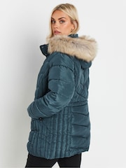 Yours Curve Blue Padded Short coat - Image 2 of 5