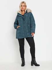 Yours Curve Blue Padded Short coat - Image 3 of 5