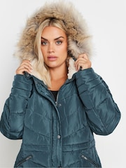 Yours Curve Blue Padded Short coat - Image 4 of 5