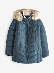 Yours Curve Blue Padded Short coat - Image 5 of 5