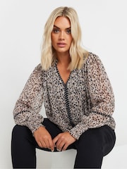 Yours Curve Natural Studded Tape Chiffon Blouse - Image 1 of 5