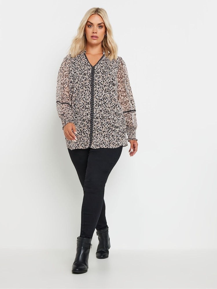 Yours Curve Natural Studded Tape Chiffon Blouse - Image 2 of 5