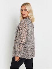 Yours Curve Natural Studded Tape Chiffon Blouse - Image 3 of 5