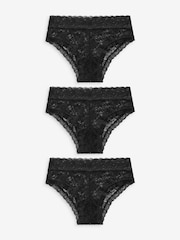 Yours Curve Black Lace Brazilian Briefs 3 Pack - Image 5 of 8