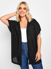 Yours Curve Black Edge To Edge Boxy Cardigan - Image 1 of 5