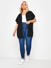 Yours Curve Black Edge To Edge Boxy Cardigan - Image 2 of 5