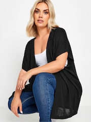 Yours Curve Black Edge To Edge Boxy Cardigan - Image 4 of 5