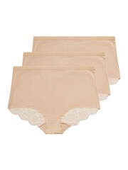 Yours Curve Nude Lace Back Full Briefs 3 Pack - Image 5 of 6