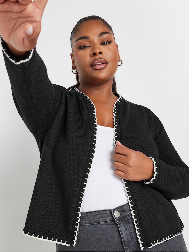 Yours Curve Black Scalloped Edge Short Cardigan - Image 5 of 5