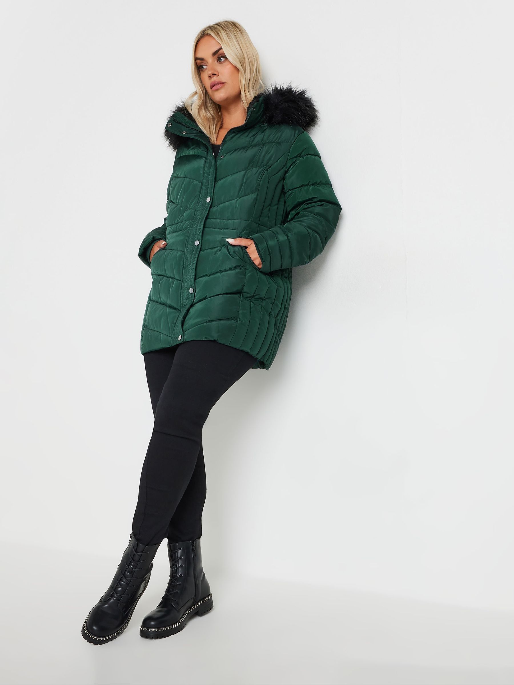 Buy Yours Curve Green Padded Short coat from Next USA