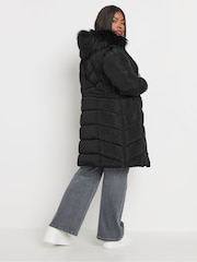 Yours Curve Black Midi Padded 2-In-1 Coat - Image 3 of 5