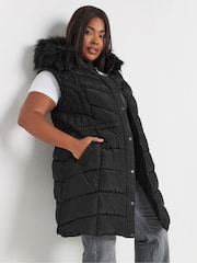 Yours Curve Black Midi Padded 2-In-1 Coat - Image 5 of 5