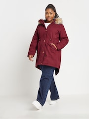 Yours Curve Purple Faux Fur Trim 100% Cotton Parka - Image 2 of 4