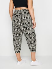Yours Curve Black Paisley Textured Cropped Harem Trousers - Image 2 of 5