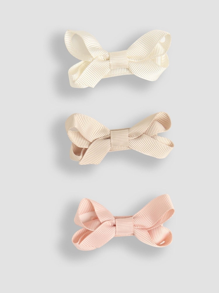 JoJo Maman Bébé Natural Bow Clips 3 Pack - Image 1 of 3