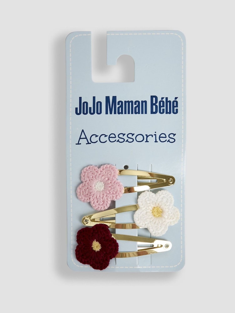 JoJo Maman Bébé Pink 3-Pack Crochet Clips - Image 1 of 3