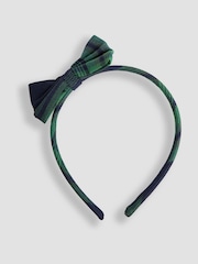 JoJo Maman Bébé Green Tartan Bow Headband - Image 2 of 3
