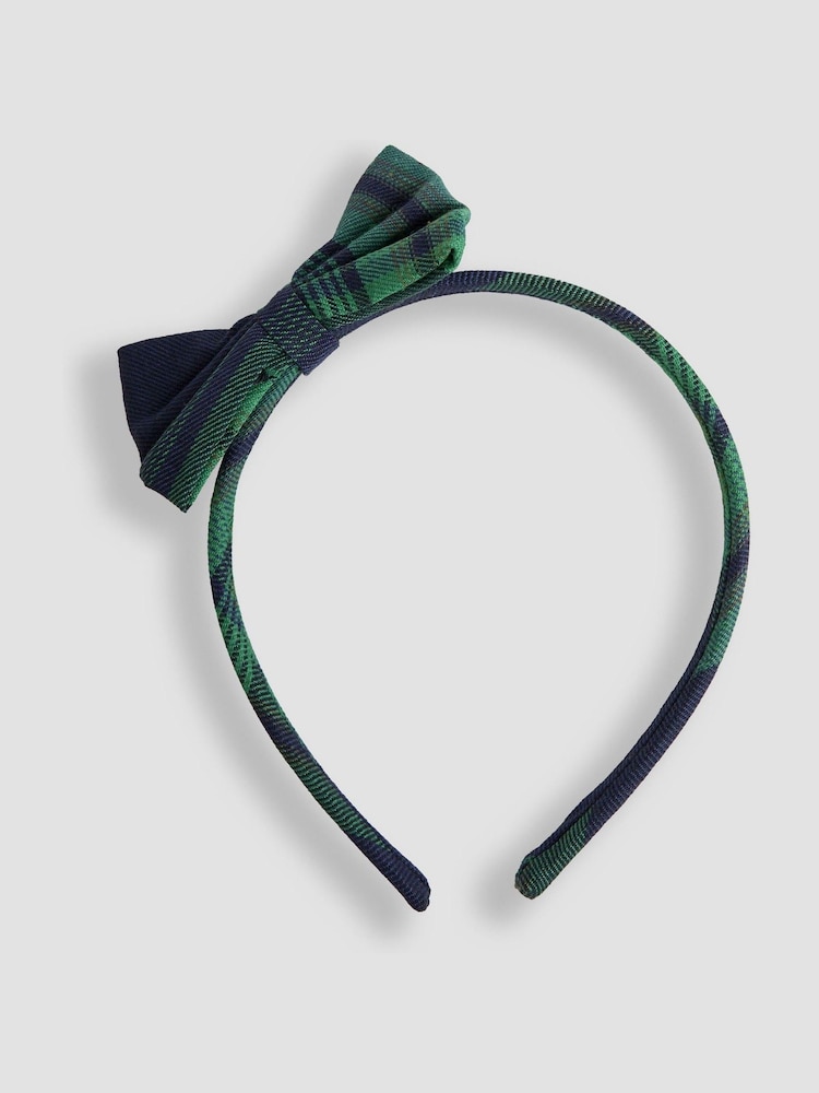 JoJo Maman Bébé Green Tartan Bow Headband - Image 2 of 3