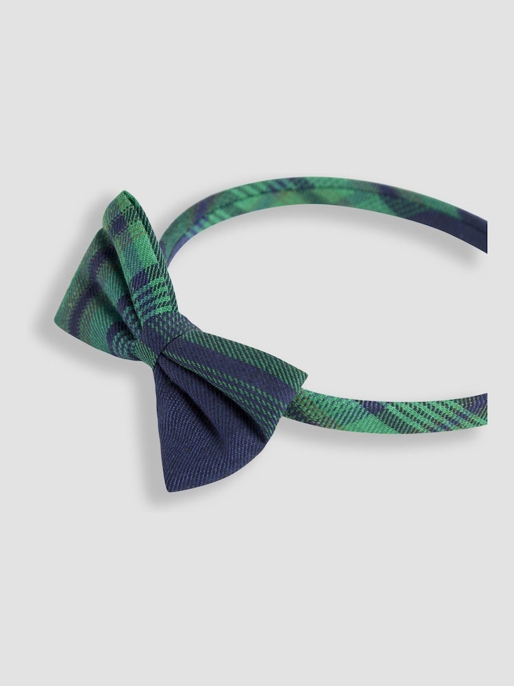 JoJo Maman Bébé Green Tartan Bow Headband - Image 3 of 3