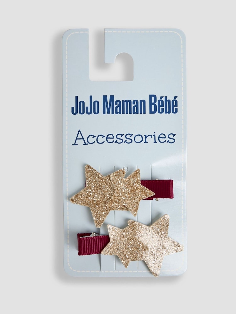 JoJo Maman Bébé Berry Glitter Star Clips 2 Pack - Image 1 of 3