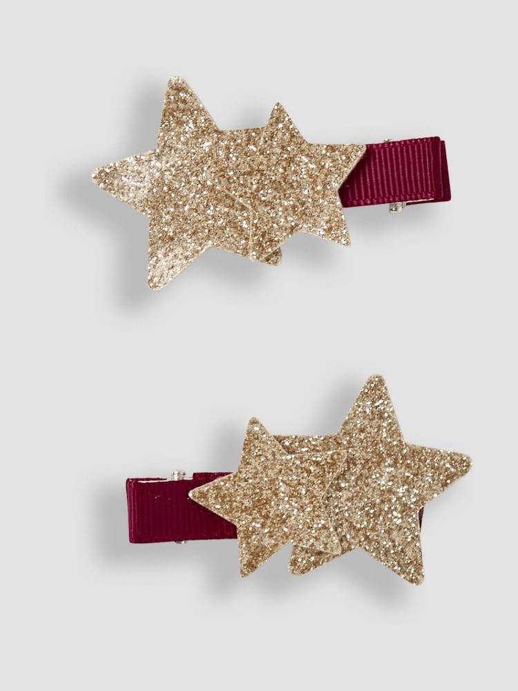 JoJo Maman Bébé Berry Glitter Star Clips 2 Pack - Image 2 of 3