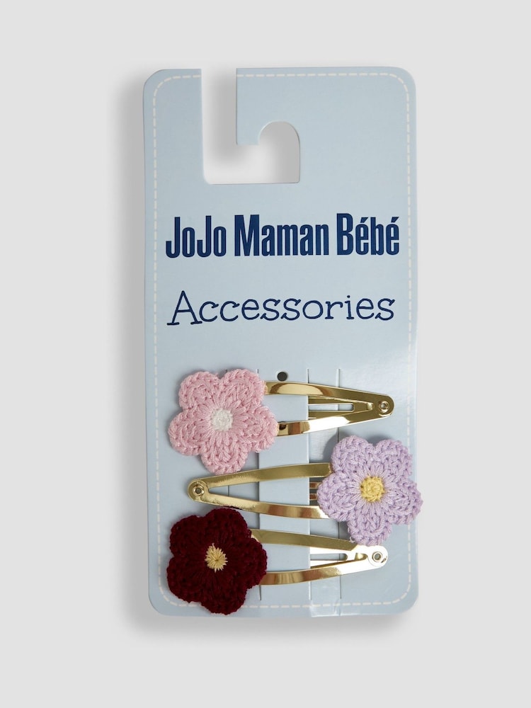 JoJo Maman Bébé Berry 3-Pack Crochet Clips - Image 1 of 3