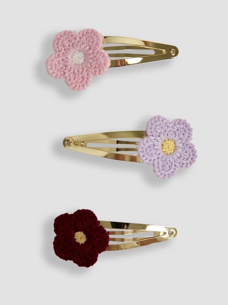 JoJo Maman Bébé Berry 3-Pack Crochet Clips - Image 2 of 3