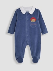 JoJo Maman Bébé Navy Paddington Collar Sleepsuit - Image 1 of 3