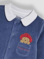 JoJo Maman Bébé Navy Paddington Collar Sleepsuit - Image 3 of 3